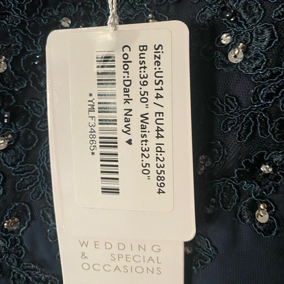 V-neck sheath chiffon evening dress sweep train Size 14 New with tags - Picture 5 of 8